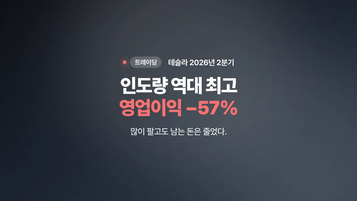 테슬라 2026년 2분기 실적, 인도량 최고치에도 영업이익 반토막 난 이유